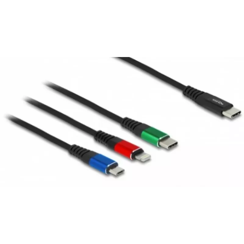 DeLOCK USB įkrovimo laidas 3 in 1 USB Type-C Lightning Micro USB 30 cm