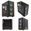 PC korpusas SAVIO Noctis Flow RGB — Cube, ATX/Mini-ITX, 3x 120 mm priekiniai ventiliatoriai, grūdintas stiklas, maks. GPU 35 cm