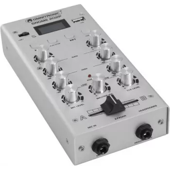 Mini maišytuvas Omnitronic GNOME-202P, 2 kanalų kompaktiškas maišytuvas su 3 juostų ekvalaizeriu