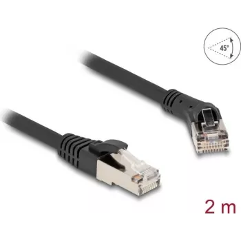 Tinklo kabelis DeLOCK RJ45 Cat.8.1 S/FTP 45° kampu tiesus 2 m juodas