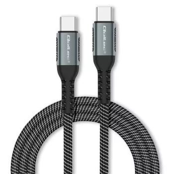 Qoltec laidas USB 2.0 Type C į Type C 100W QC 3.0 PD 1m juodas
