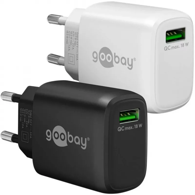 USB-A QC greitasis įkroviklis (18 W) (juodas)