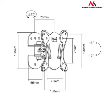 Sieninis laikiklis monitoriui MACLEAN MC-670 — reguliuojamas, iki 20 kg, VESA 100x100, 13–27 colių, juodas