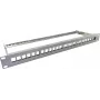 Keystone skydinė panelė 19 inch 1U 24 prievadų su kabelio atraminiu bėgeliu, helos 371981, pilka