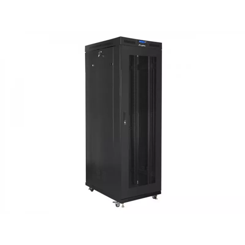 LANBERG 19 37U 800x1000 laisvai pastatoma spinta su perforuotomis durimis ir LCD ekranu (plokščia pakuotė) juoda