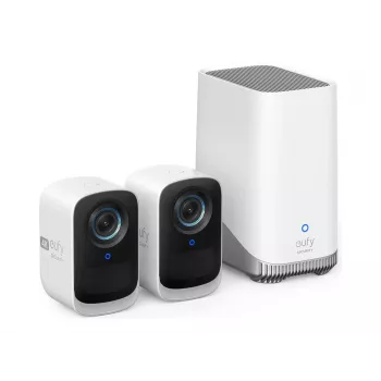 Eufy Security S300 EufyCam 3C 2 kamerų rinkinys – belaidė 4K lauko apsaugos kamera su veido atpažinimu, iki 16TB išplečiama atmintimi
