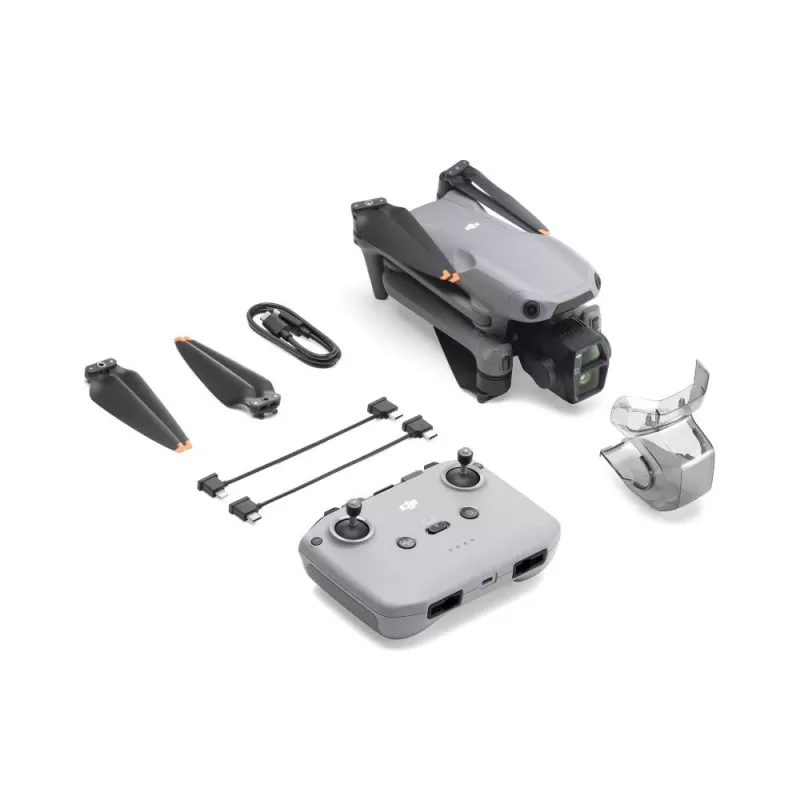 Kvadrakopteris DJI Air 3s RC-N3 – 50 MP kamera, 4K (3840×2160), 4 rotoriai, maks. greitis 27 m/s, nuotolis 32000 m, 4276 mAh baterija, pilka