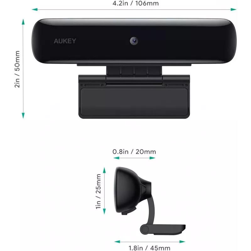 WebCam AUKEY PC-W1 USB | Full HD 1920x1080 | 1080p | 30 kadrų per sekundę