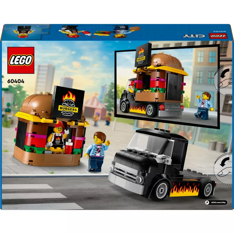 LEGO City Burger Van Maistas Iš Furgono Žaislas 5+ Metų Berniukams Ir Mergaitėms Transporto Priemonės Statybos Rinkinys Su Pardavėjo Minifigūra Ir Aksesuarais