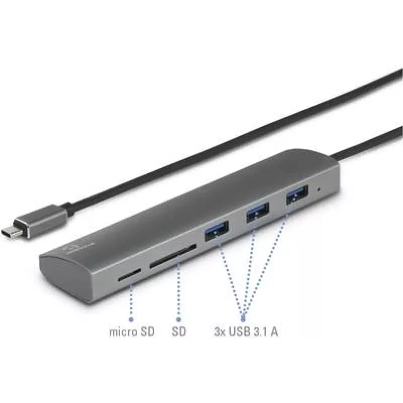 Renkforce RF-3374948 sąsajų šakotuvas USB 2.0 Type-C 5000 Mbit/s sidabrinis (RF-3374948)