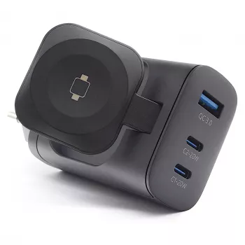 RealPower 450476 belaidis greitasis įkroviklis – juodas, 2 USB-C, 43 W