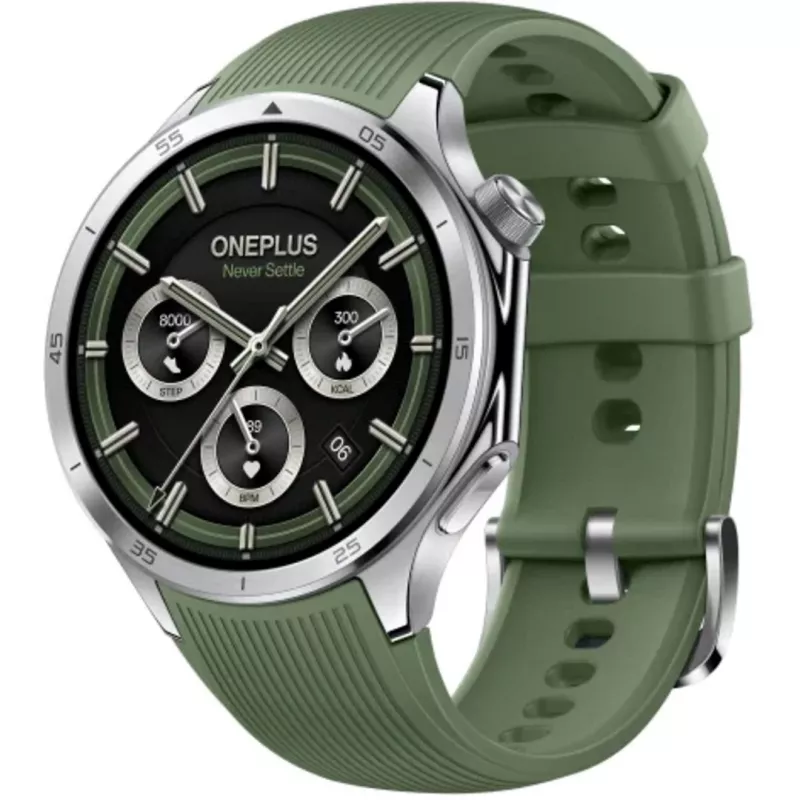 ONEPLUS Watch 3 Emerald Titanium išmanusis laikrodis – 46 mm nerūdijančio plieno korpusas, 1,5 colio AMOLED, GPS, IP68, 16 dienų baterija, žalias guminis dirželis