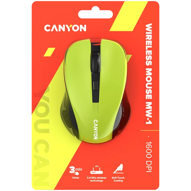 Belaidė pelė CANYON MW-1 Wireless Geltona CNE-CMSW1Y