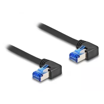 Tinklo kabelis DeLOCK RJ45 Cat.6A S/FTP stačiu kampu 1 m juodas