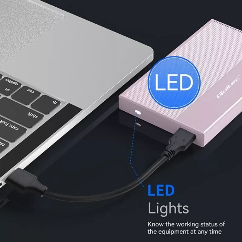 Korpusas 2,5 colio SSD/HDD diskui, SATA, USB 3.0, iki 2TB, QOLTEC