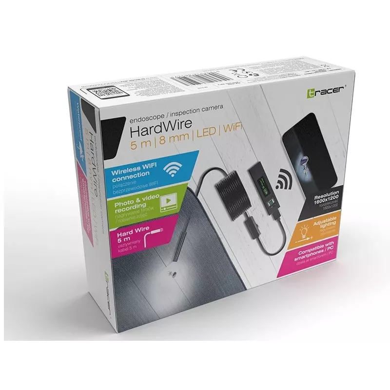 Tracer HardWire 1600x1200 endoskopas su 5 m kabeliu ir WiFi