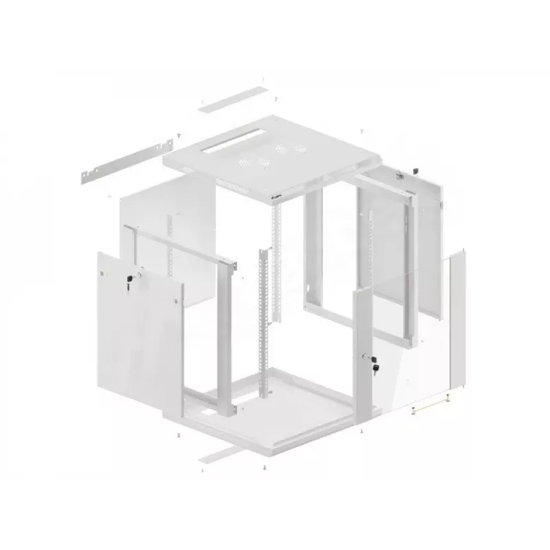 Lanberg sieninis montažinis stovo spintos korpusas 19'' 12U 600x600mm pilkas (stiklinės durys)