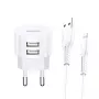 usams Charger T20 2x USB 2.1A su Lightning laidu – kišeninis sieninis įkroviklis