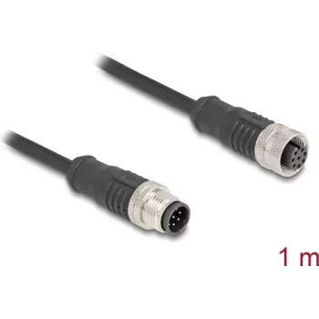 Delock M12 laidas A-koduotas 8 kontaktų kištukas į lizdą PVC 1 m (80803)