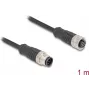 Delock M12 laidas A-koduotas 8 kontaktų kištukas į lizdą PVC 1 m (80803)