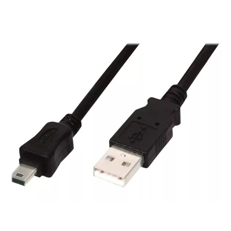 Assmann/Digitus USB 2.0 jungiamasis laidas A-B USB 2.0, 480Mbit/s, USB A - USB mini B, kištukas/kištukas, 1,8m, juodas (AK-300130-018-S)