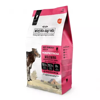 WIEJSKA ZAGRODA Monoprotein Beef - sausa kačių ėdalo jautiena - 3 kg