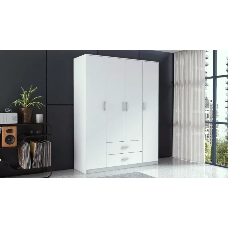 Topeshop ROMANA 160 BIEL KPLB bedroom wardrobe/closet 11 shelves 4 durelės(s) baltas