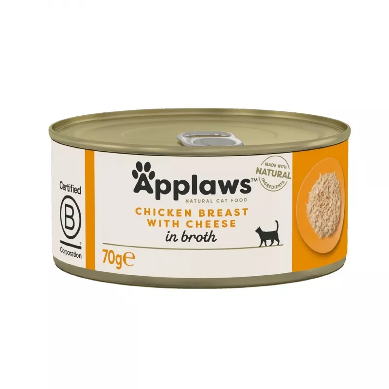 Šlapias ėdalas katėms APPLAWS Vištienos krūtinėlė su sūriu, 70g