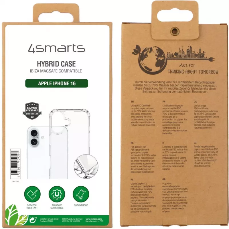 4smarts 541182 Dėklas iPhone 16 (6,1 colio / 15,5 cm) permatomas