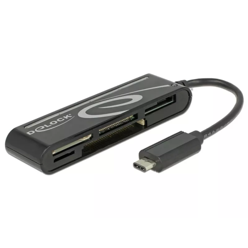 DeLOCK USB 2.0 kortelių skaitytuvas USB Type-C vyriškas 5 lizdai – Kortelių skaitytuvas – Visų formatų – USB-C (91739)