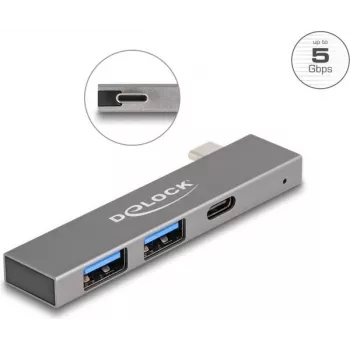DeLOCK 3 prievadų plonas USB šakotuvas USB Type-C 5 Gbps 2 x Type-A