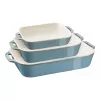 Staub 40508-172-0 keraminis stačiakampis kepimo indų rinkinys, 3 dalių, antikvarinė turkio spalva