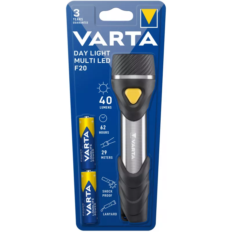 Rankinis žibintuvėlis Varta Day Light Multi LED F20 juoda sidabrinė geltona