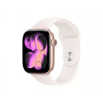 Apple Watch Series 11 GPS 46mm rožinio aukso aliuminio korpusas su šviesiai rožiniu sportiniu dirželiu - S/M
