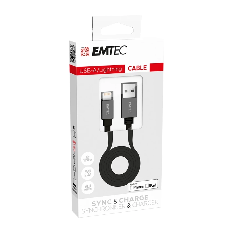 Kabelis Emtec T700A 1.2 m Juodas