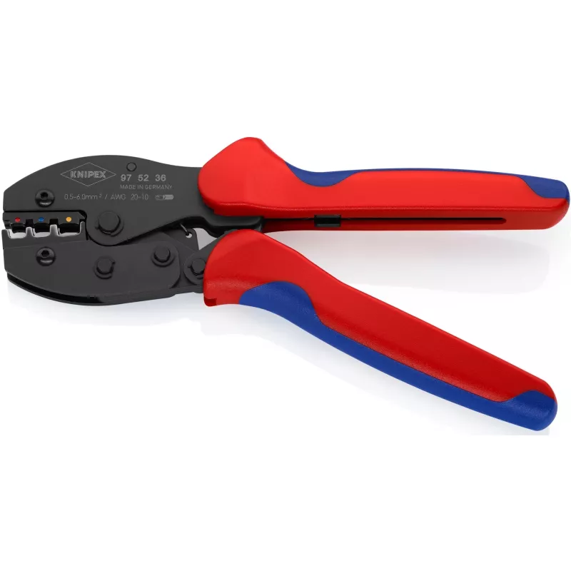 Knipex PreciForce 975236 SB presavimo replės – izoliuotos rankenos juoda, mėlyna, raudona
