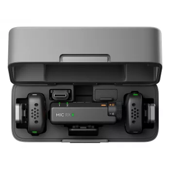 Belaidis mikrofonų rinkinys DJI Mic Mini (2 TX + 1 RX + Įkrovimo dėklas) - Tamsiai pilkas