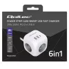 Power Cube QOLTEC 52547 ilgintuvas 3×AC lizdai, 2×USB-A, 1×USB-C PD 20W