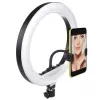 Maclean MCE610 10 12W LED žiedinė šviesa su trikoju ir Bluetooth nuotolinio valdymo pulteliu, 3 spalvų režimai, 10 ryškumo lygių, 160 LED, laikiklis išmaniajam telefonui