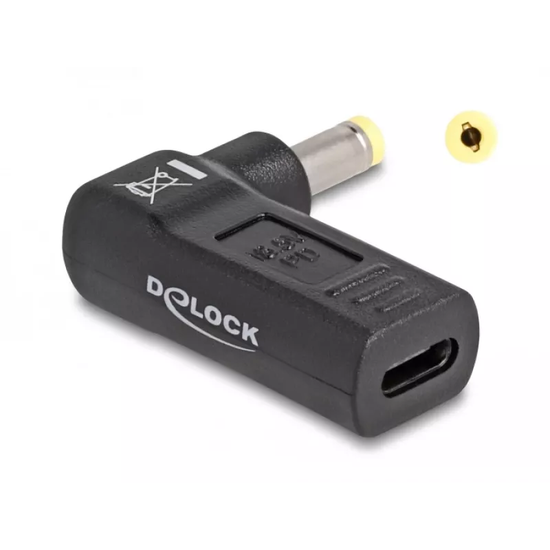 Adapteris DeLOCK USB Type-C moteriškas į HP 4,8 x 1,7 mm vyriškas 90° kampu