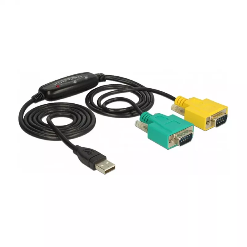 Serijinis kabelis DeLOCK 63466 USB Type-A DB-9 1,5 m juoda/žalia/geltona