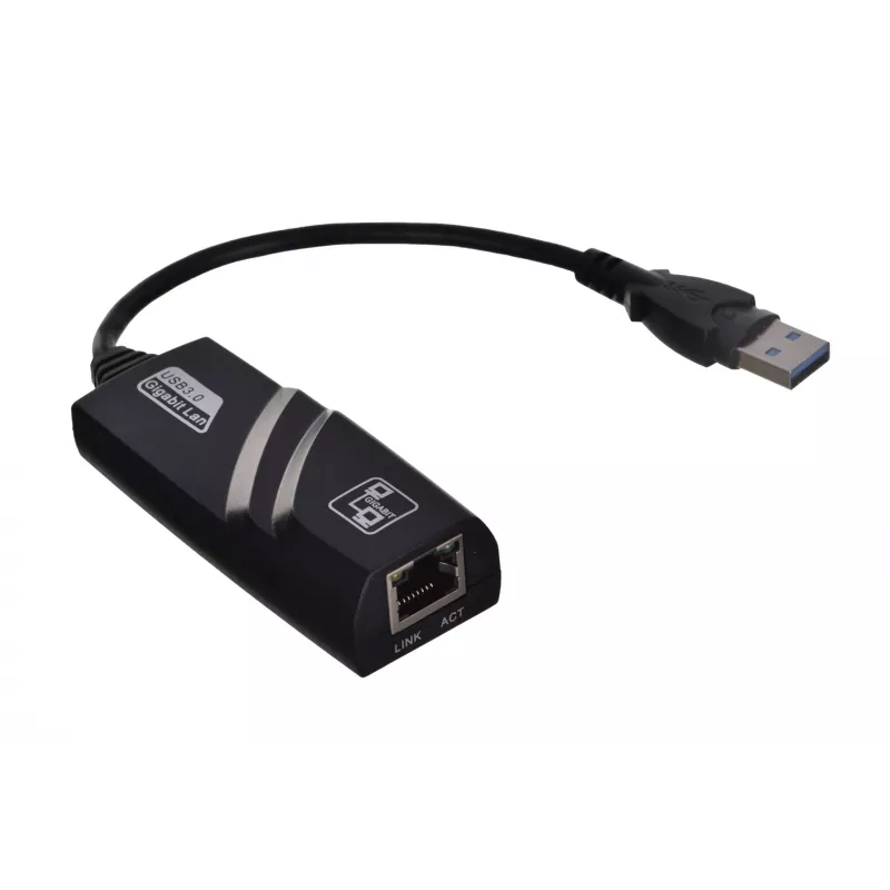 Akyga AK-AD-31 USB 3.0 – Gigabit Ethernet tinklo adapteris, RJ45, 15 cm laidas, juodas