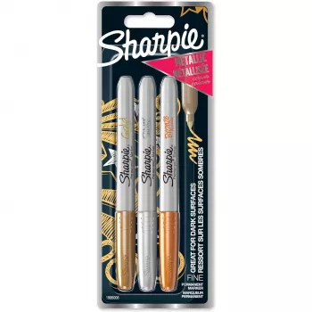 Sharpie 1986006 žymekliai smailiu antgaliu – bronzos, aukso, sidabro spalvos (3 vnt.)