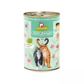 Šlapias ėdalas katėms Fox4Pets Granatapet DeliCATessen Elniena ir Tunas 400 g, pilnavertis suaugusiems, 78% drėgmės