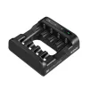 Baterijų įkroviklis XTAR 4 lizdams AA/AAA (Li‑jon, NiMH) USB‑C, LED indikatoriai, juodas