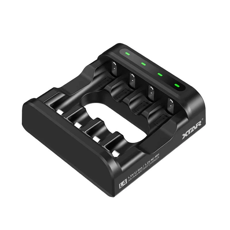 Baterijų įkroviklis XTAR 4 lizdams AA/AAA (Li‑jon, NiMH) USB‑C, LED indikatoriai, juodas