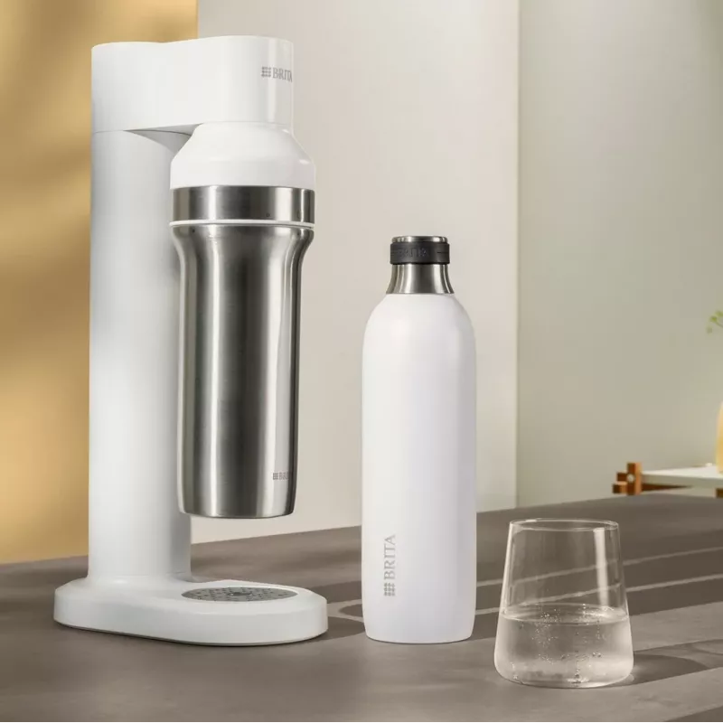 Brita 1046738 karbonizavimo butelis gazuotam vandeniui, nerūdijantis plienas, 650 ml, 77 mm skersmuo, 278 mm aukštis