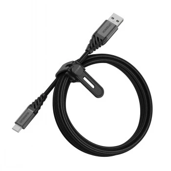 OtterBox Premium USB-C laidas, USB-C (vyriškas) į USB-A (vyriškas), USB 2.0, 3 A, 2,0 m, tamsiai pilkas (78-52665)