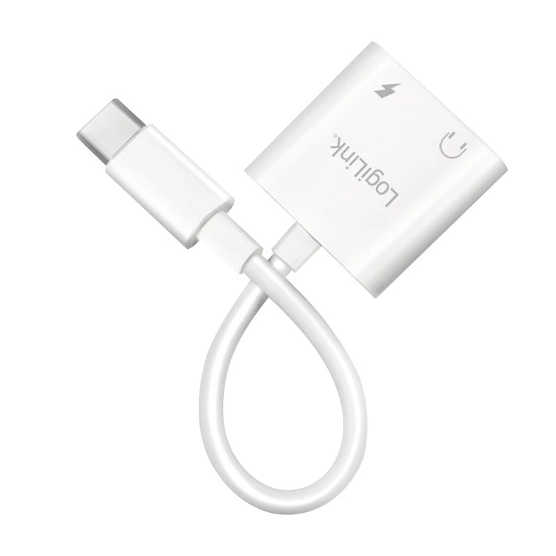 LogiLink USB-C garso adapteris USB-C/M į 2x USB-C/F 60W PD baltas