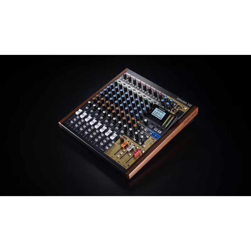 Mikseris Tascam Model 12 – 12 kanalų analoginis/digitalinis mikseris, 24 bitų, 48 kHz, USB-C, SD kortelė, Bluetooth 5.0